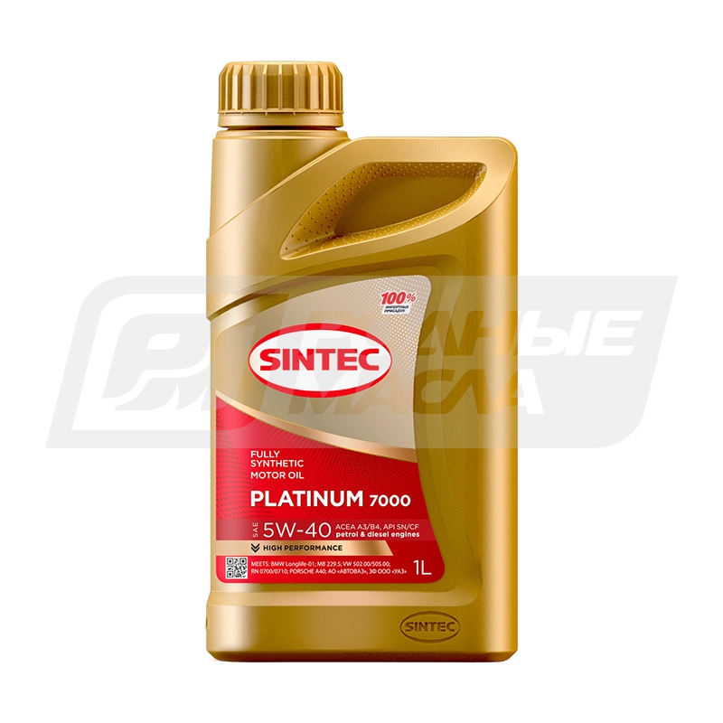 SINTEC Platinum 7000 5W40 SN/CF A3/B4, 1л 600138